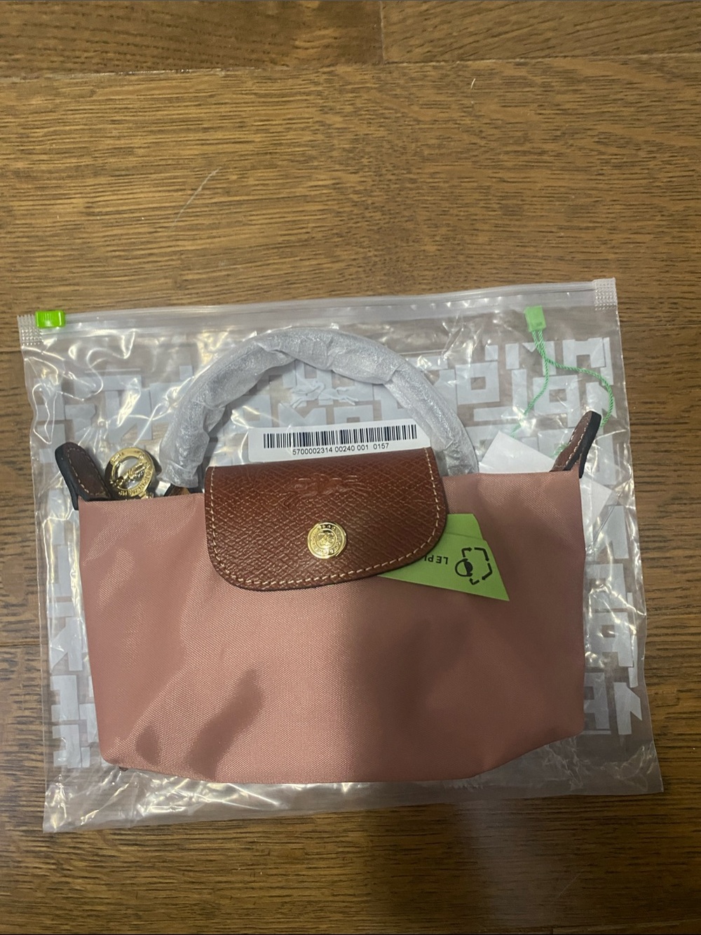 Longchamp Small Top-Handle Bag in pink tea with recycled canvas